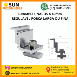 GRAMPO FINAL REGULAVEL 30/40MM COM PORCA DE ALUMINIO