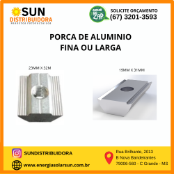 PORCA EM ALUMINIO PARA FIXAÇÃO ACESSÓRIOS NOS TRILHOS - cód 6550